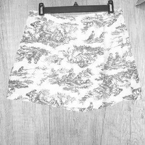 Herman Geist Black and White Toile Cotton Skort